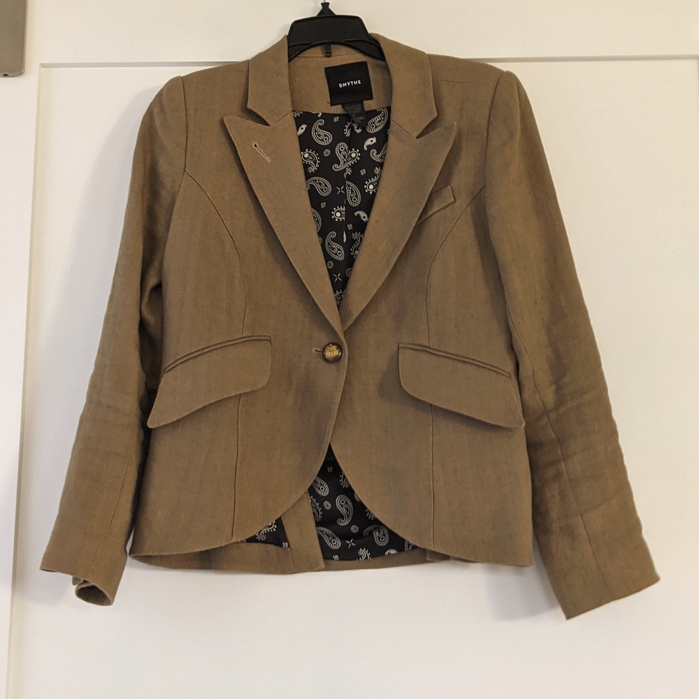 Smythe 100% linen blazer, camel, size 8